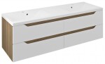 SAPHO - WAVE dvojumyvadlová skříňka 149,7x50x47,8cm, bílá/dub cuneo WA150-3025