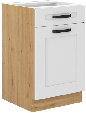Spodní skříňka Luna 50 D 1F 1S BB - Premium Box Barva korpusu: Dub artisan, Barva dvířek: Bílá