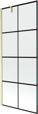 MEXEN/S - Next vanová zástěna FIX 80 x 150, černá vzor, zlatá kartáčovaná 895-080-000-00-77-55