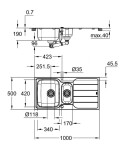 GROHE - Dřezy Dřez K500 s automatickým odtokem, 100x50 cm, kartáčovaná nerez 31572SD1