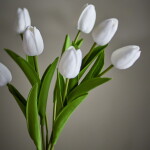 Bloomingville Umělá kytice Tulip Bouquet White 32 cm, bílá barva, multi barva, plast