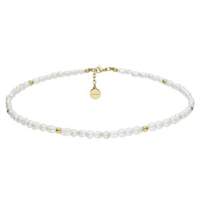 Perlový choker náhrdelník Zarina Gold - chirurgická ocel, perla, Zlatá 36 cm + 3 cm (prodloužení)