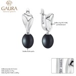 Stříbrné náušnice s černou 8.5-9 mm perlou Helene, stříbro 925/1000, Černá