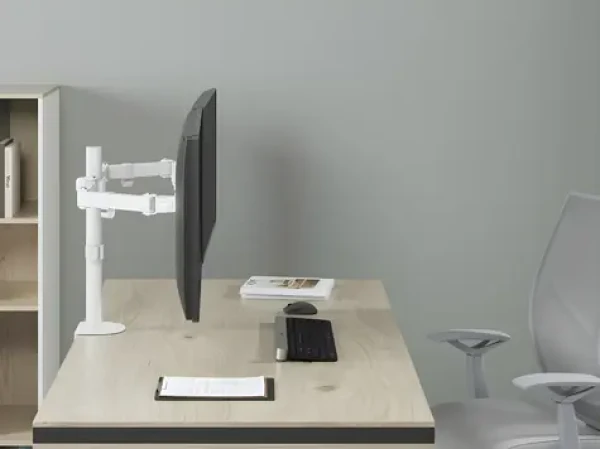 Equip stolní držák pro 2 monitory bílá / Stolní držák pro monitor / 17"-32" / nosnost 9 kg na monitor / VESA 100x100 mm (650167)