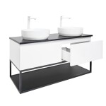 Koupelnová skříňka s žulovou krycí deskou SAT B-Way 119x30x45 cm bílá lesk BWAY120WZUBF BWAY120WZUBF