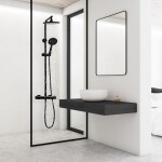 Erga Enza, sprchová souprava s termostatickou baterií a dešťovou hlavicí 20cm, černá matná, ERG-YKA-BP.ENZA20-BLK