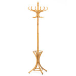 Věšák dřevěný stojanový, masiv topol a bříza, barva medový dub, výška 185 cm