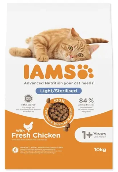 IAMS Cat Sterilized Weight Control kuřecí 10 kg / Granule pro kočky / pro kastrované kočky a seniory (1753-150550)