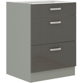 Spodní skříňka 60 D 3S BB - Premium Box Barva korpusu: Šedá, Barva dvířek: Šedý lesk (Šedá)