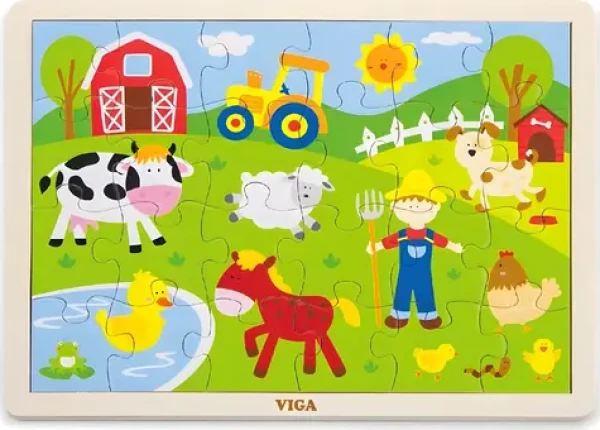 VIGA Dřevěné puzzle Farma