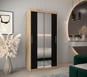 Šatní skříň Abi T1 Barva korpusu: Dub Sonoma, Rozměry: 100 cm, Dveře: Černá