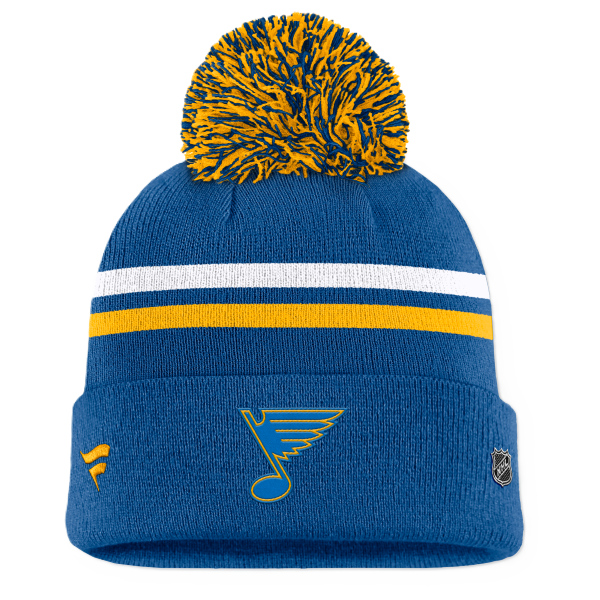 Fanatics Pánská zimní čepice St. Louis Blues NHL Authentic Pro A/Cap Cuffed Beanie bílá/modrá/žlutá