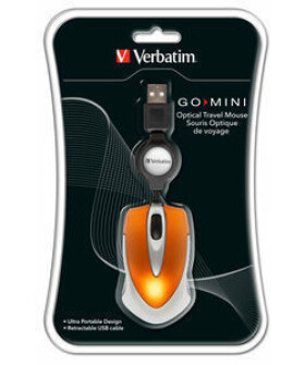 Verbatim Go Mini oranžová / optická myš / 1000DPI / 3tlačítka / 1 kolečko / drátová (USB) (49023-V)