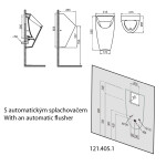 Bruckner - SCHWARN urinál s automatickým splachovačem 6V DC, zadní přívod, zadní odpad, černá matná 201.722.6