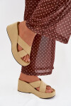 Dámské pantofle na platformě z ekocrézu žluté Calorine 40