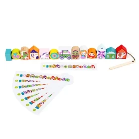 CUBIKA 14309 Navlékací pohádka - navlékací set - 13 dřevěných dílů a 8 předloh
