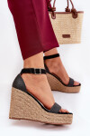 Dámské Sandály Na Klínu S Pleteninou Černé Adelio 40