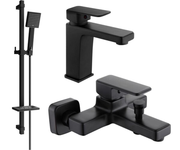MEXEN - Cetus DQ45 SET vanová a umyvadlová baterie, černá 744303DQ45-70