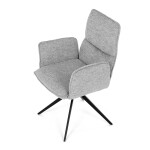Židle jídelní, šedá látka, 360° vratný mechanismus, černý kov