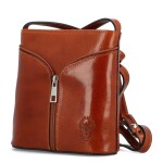 Luxusní dámská kožená crossbody kabelka Violiana, koňaková