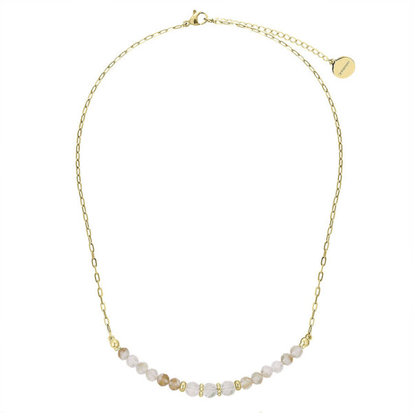 Luxusní choker náhrdelník Soléne - citrín, pozlacená chirurgická ocel, Zlatá 38 cm + 5 cm (prodloužení)