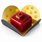 Cake star Podložka pod minidezert FLOWER zlato-černá 4,5 × 4,5 cm 25ks