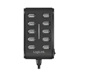 LogiLink černá / USB hub / 10x USB-A 2.0 / 480 Mb/s / napájecí adaptér (UA0125)