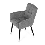 Židle jídelní, světle šedá látka, černý kov