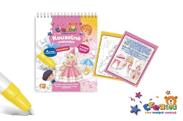 Kouzelné malování vodou Princezny/blok s tužkou 4 listy