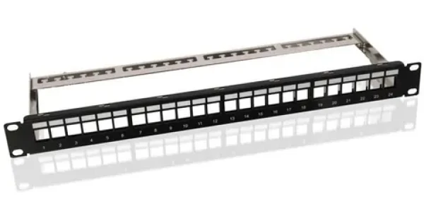 MicroConnect Prázdný patch panel CAT6 24 portů pro 1U rack 19" černá (PP-027)