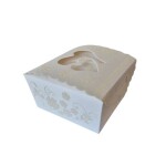 Dortisimo Svatební krabička na výslužku bílá s perleťovým vzorem Srdíčka (7,4 x 7,4 x 3,6 cm)