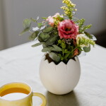 Storefactory Keramický obal na květiny Lyckeby Off-White Ø 10 cm, krémová barva, keramika