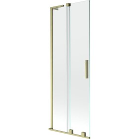 MEXEN/S - Velar L dvoukřídlá posuvná vanová zástěna 70 x 150, transparent, zlatá kartáčovaná 896-070-003-01-55
