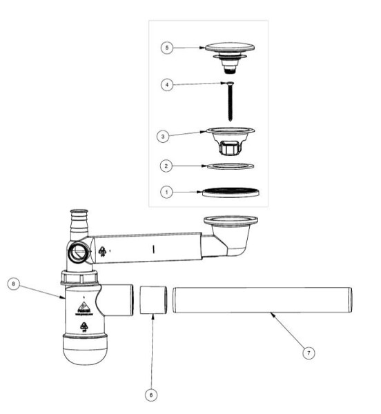 COMAD - Nízký sifon, obsahuje Click Clack 6416931016814