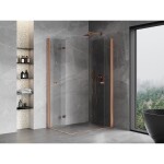 MEXEN/S - Mist-F Duo sprchový kout skládací dveře pravá 70 x 95, transparent, měď kartáčovaná 8A6-070L-095P-65-00