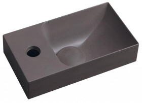 SAPHO - PICCOLINO betonové umývátko 30,8x17cm, baterie vlevo, tmavě hnědá mat PK30015
