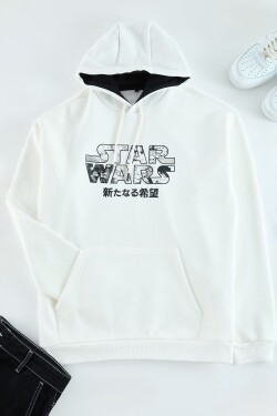 Trendyol White Regular Cut Hooded Star Wars Licensed Sweatshirt