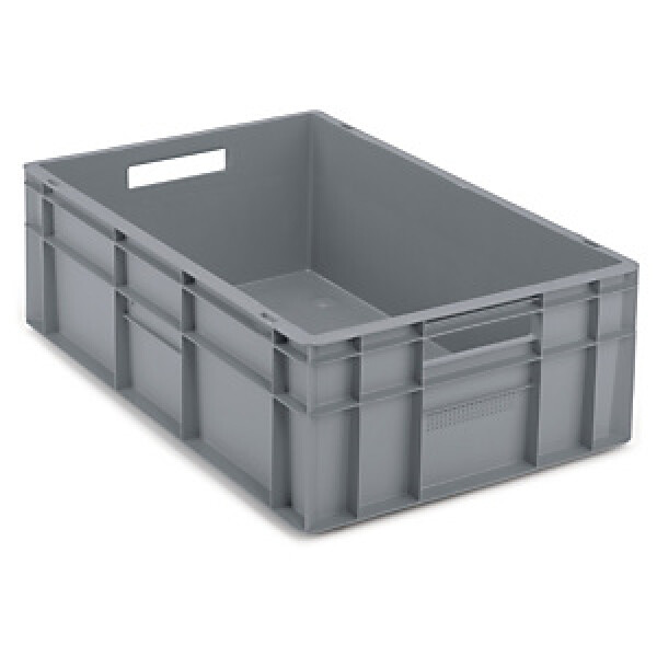 Stohovatelná europřepravka 600 x 400 x 200 mm, šedá, objem 40l, nosnost 15kg | RAJA