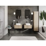 MEXEN/S - Rivel koupelnová skříňka pod umyvadlo 60 cm s deskou, 1 šuplík, reliéf , dub 91A20-06023-1-BFC81