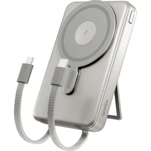 Spello ForcePack 4v1 SP75 10000mAh stříbrná / Powerbanka / 3x USB-C / 1x Lightning / Qi2 (9915102700003)
