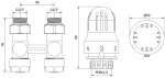 MEXEN/S - G04 středová termostatická souprava pro radiátor DN50, středová 1/2"x16 mm, nikl W912-016-948-01