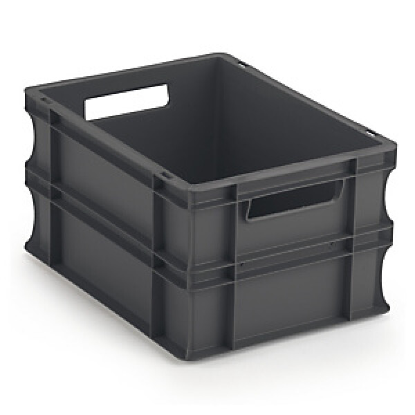 Euro přepravka ekonomická, 400x300x220 mm, 100% recyklovaná, šedá