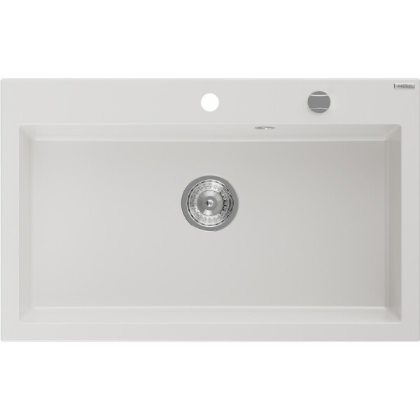 MEXEN - Elix granitový dřez 1-miska 800 x 500 mm, bílá, sifon chrom 6527801005-20