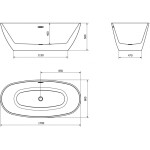MEXEN/S - Eris volně stojící vana 170 x 80, bílá, sifon a přepad bílá 53441708000-20