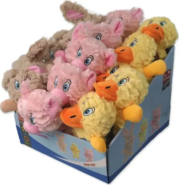 DOG FANTASY Hračka Playful Box Farm hospodářská zvířata / pískací / plyš / 21 cm (454-307011)