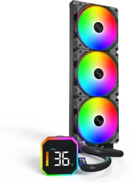Montech HyperFlow Digital 360 černá / Komplet vodního chlazení / 3x 120 mm / ARGB / LED displej / AMD + Intel (HyperFlow Digital 360 (B))