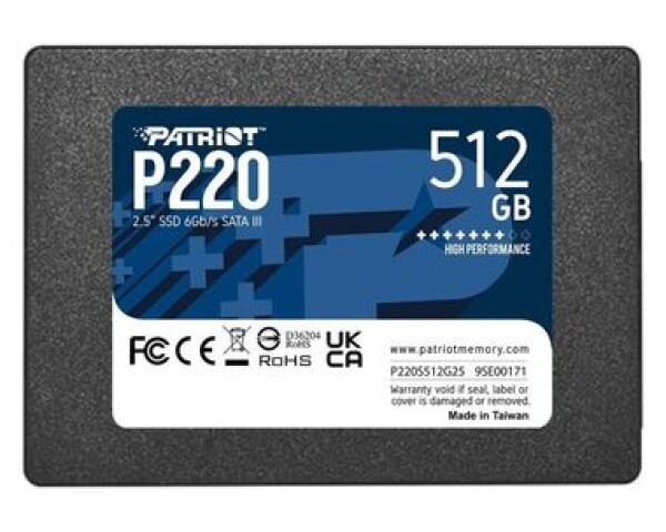 Patriot P220 512GB / SSD / 2.5" / IOPS: 40K 50K / SATA III (P220S512G25)