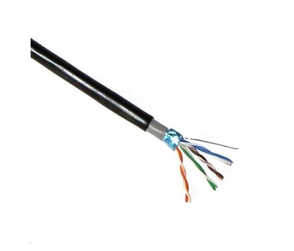 FTP kabel PlanetElite, Cat5E, drát, dvojitý venkovní PE+PVC, Dca, černý, 305m, cívka EDF_1010013
