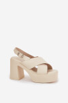 Dámské Sandály Na Podpatku A Platformě Z Eko Kůže Světle Béžové Annavin 39