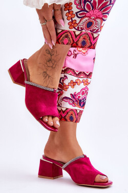 Semišové pantofle na vysokém podpatku S.Barski KV-612-2 Fuchsia 40